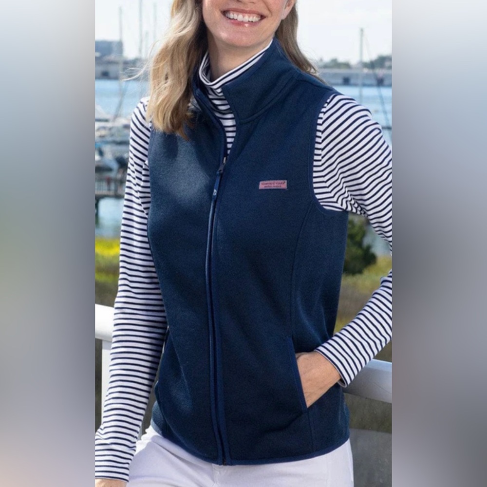VINEYARD VINES - WOMEN'S NAVY SWEATER FLEECE VEST XXS